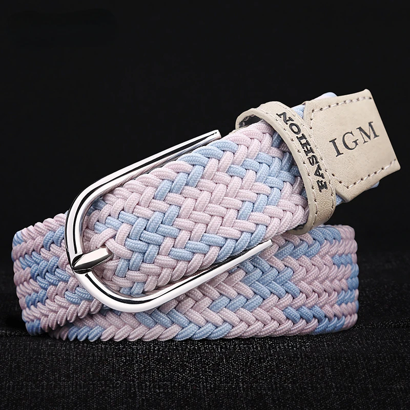 Western Candy Colours Elastic Canvas Alloy Pin Buckle Women Belt Fashion Jeans Joker Women Elstiic Belt