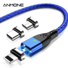 ANMONE-Cable magnético tipo C, Cable de carga magnética Micro USB, cargador magnético para Xiaomi, Samsung, Iphone, Cables de teléfono móvil
