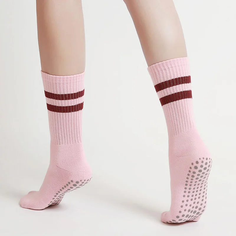 Yoga Socks Cotton Mid-tube Bottom Professional Non-slip Silicone Indoor Fitness Socks Floor Socks Dance Pilates Sports Socks