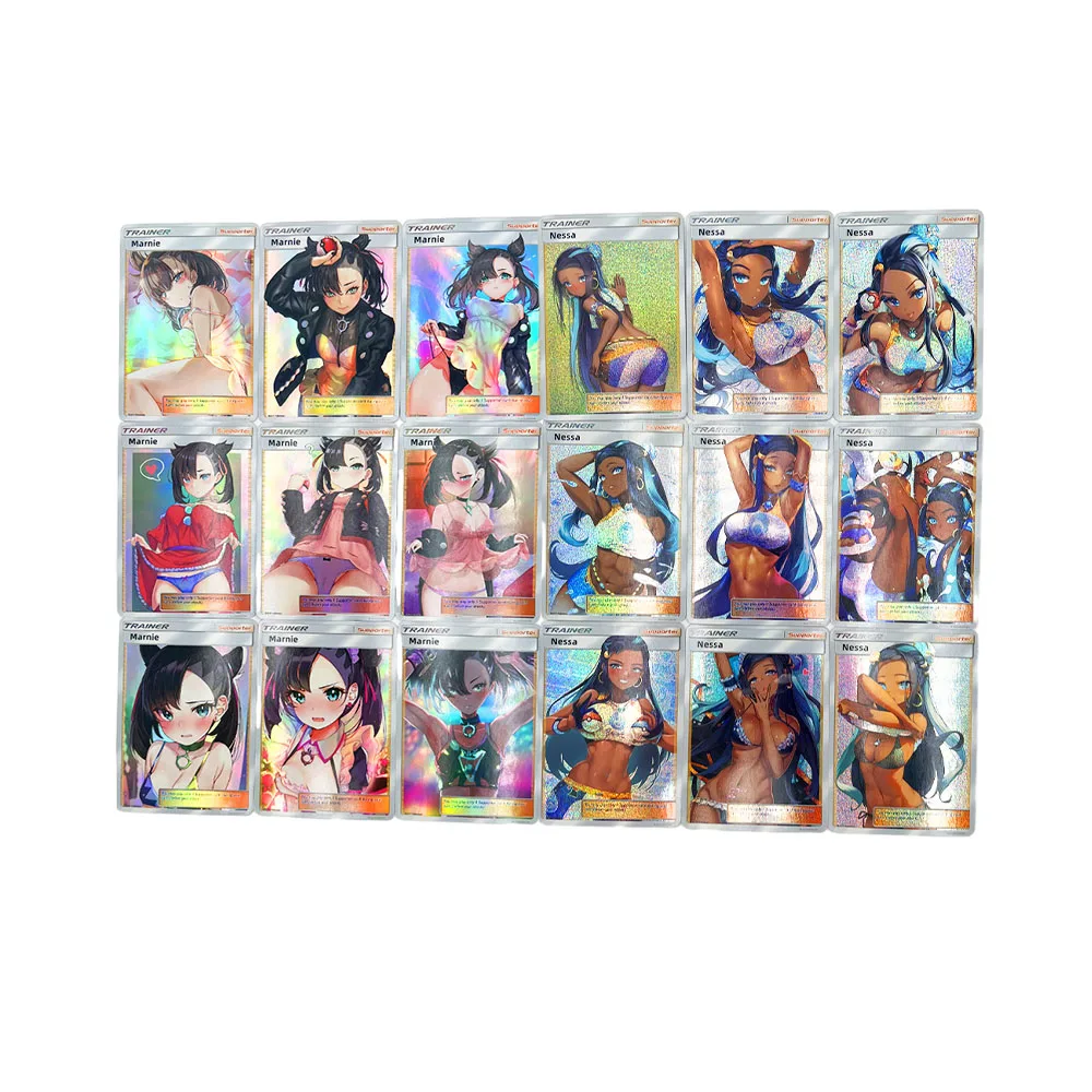 

9Pcs/set Pokemon Ptcg Trainer Nessa Marnie Diy Colorful Flash Series Hobby Collection Toys Cartoon Games Holiday Gifts