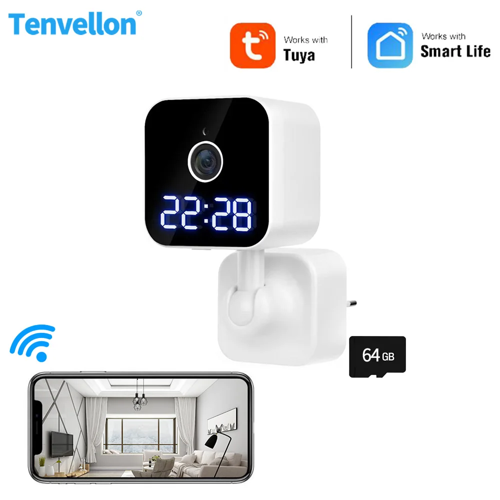 

Wireless WiFi Camera IP With Clock Time Display Video Surveillance Baby Monitor CCTV Smart Life Home Security Protection Camera