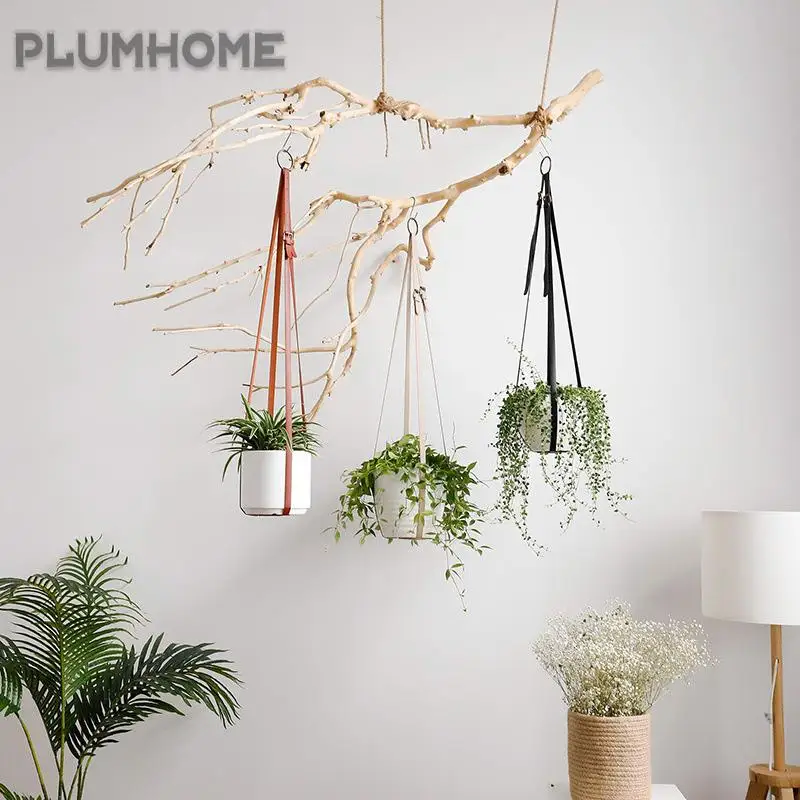 

PU Leather Plant Hanger Hanging Planter Flowerpot Holder For Indoor Plants Home Decoration Flower Pot Plant Hanger