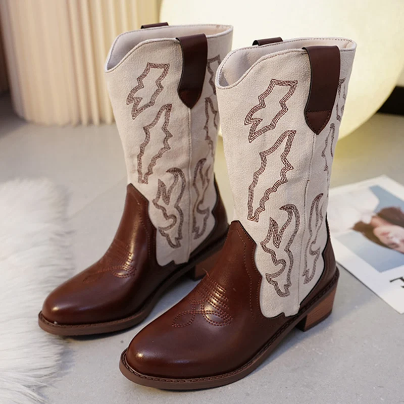 

Женские ботинки челси до середины икры на каблуке с острым носком и принтом, зимние брендовые дизайнерские ботинки, женские туфли-лодочки, 2024