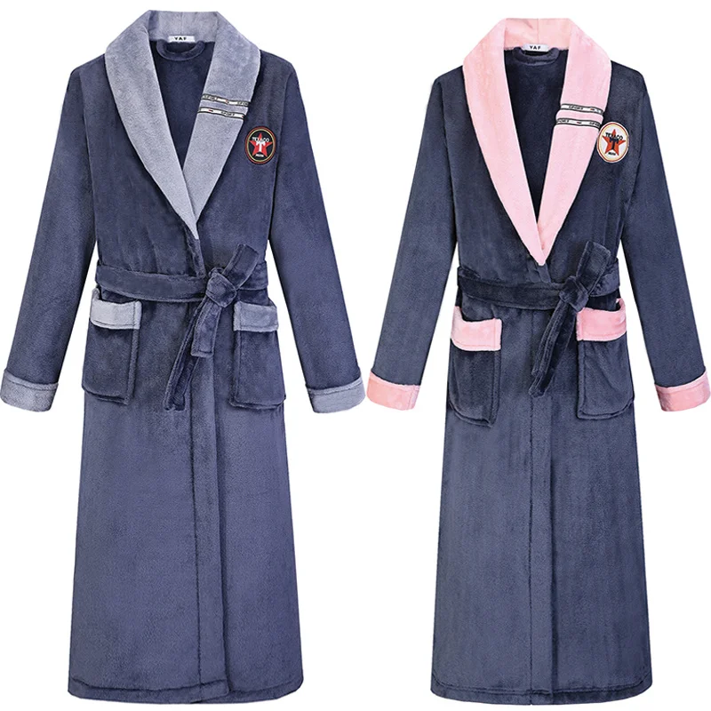 

Winter Pajamas for Women Thicken and Lengthen Coral Velvet Night-Robe Men's Velvet Bathrobe Couple's Spring and Autumn Bathrobe