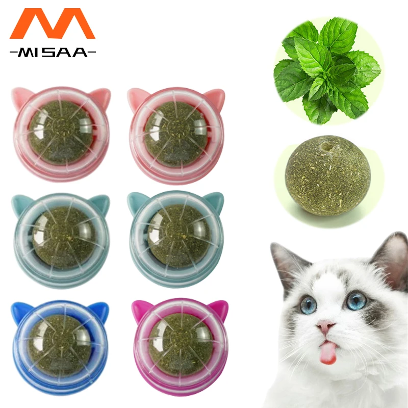 

Catnip Balls Wall Stick-on Ball Toys Cat Mint Ball Healthy Natural Removes Hair Balls To Promote Digestion Pet Cat Grass Snacks