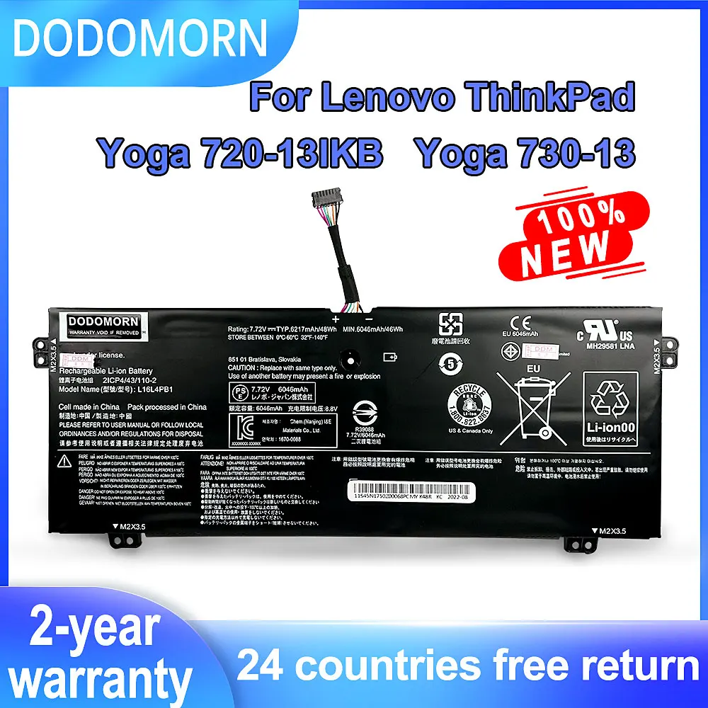 

DODOMORN Новый L16L4PB1 Аккумулятор для ноутбука Lenevo Yoga 720-13IKB 730-13 730-13IKB L16C4PB1 L16M4PB1 5B10M52740 48Wh сменный