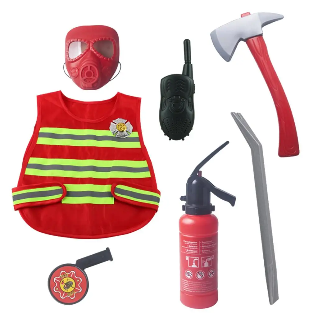 

Kids Firemen Vest Mask Extinguisher Game Career Cognitive Toy Parts Photo