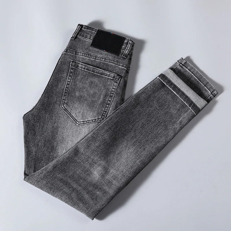 

Summer Men's Jeans Pants European Brand Straight Elastic Spring Cotton Business Pant Classic Style Jeans Denim Man Trousers