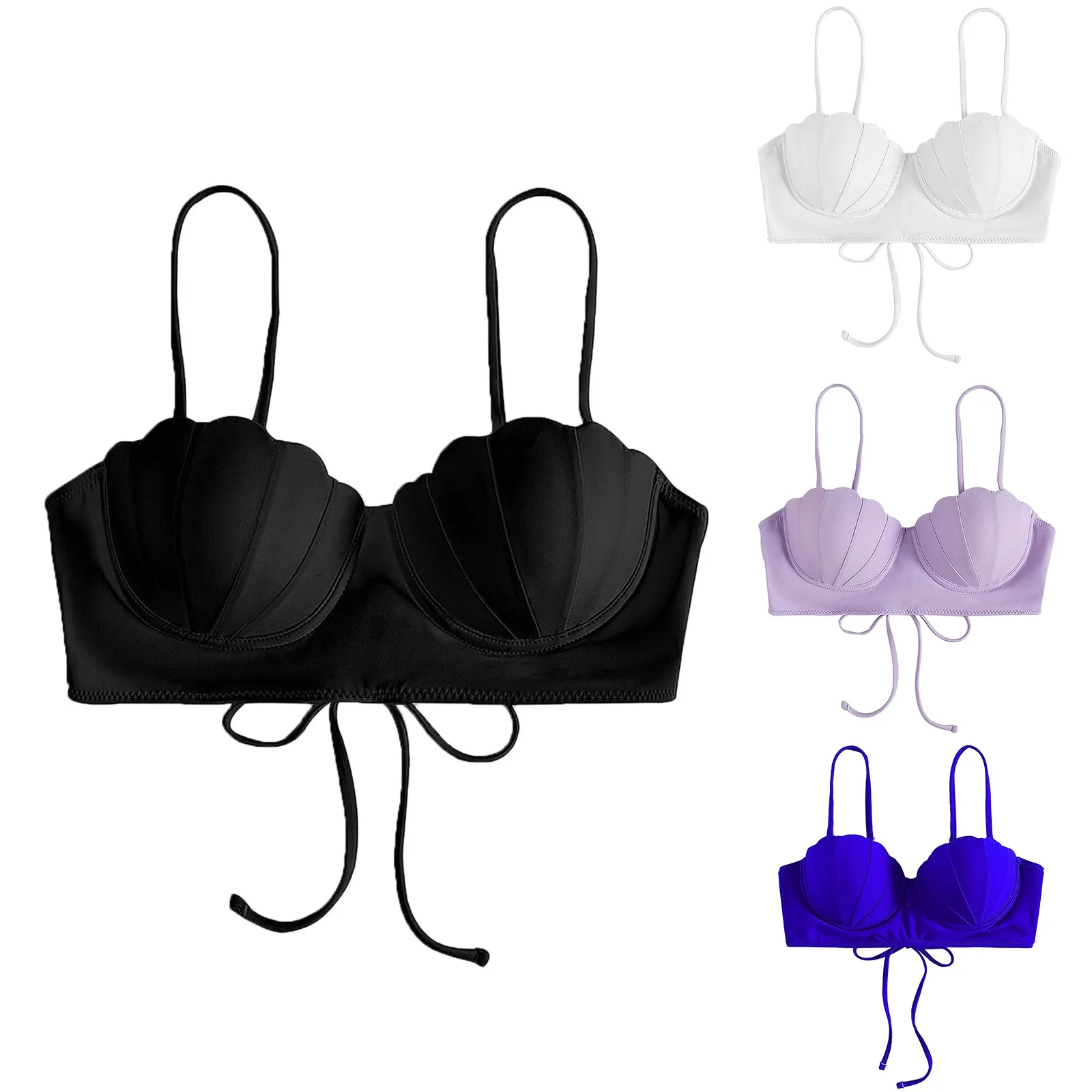 

Push Up Swimwear Strappy Seashell Bikini Top Mermaid Swim Tops Summer Bathing Suit Tops For Women With Underwire Swimsuit Tops