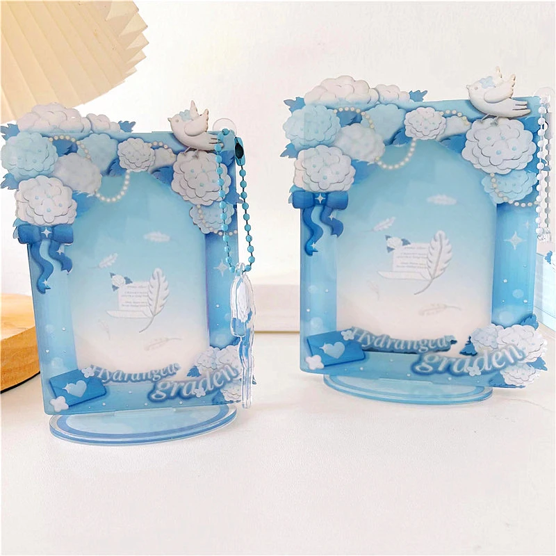 

Beautiful Tulip Hydrangea Kpop Photocard Holder Keychain Photocard Frame Card Display Stand Card Protectors Desktop Decoration