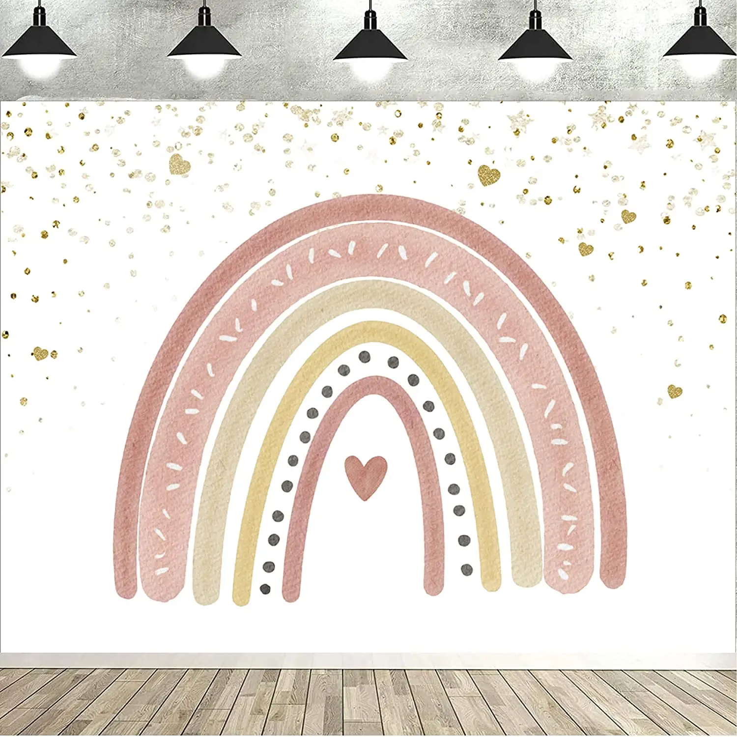 

Boho Rainbow Pink Birthday Backdrop Bohemian Baby Girl Photography Background Birthday Party Banner Decoration Supplies