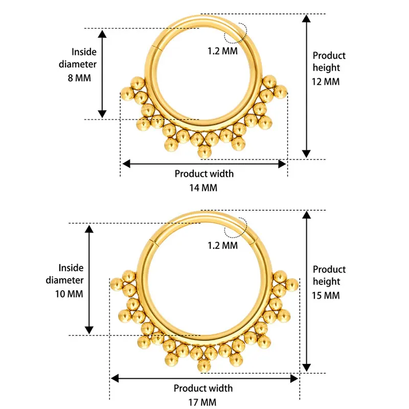 F136 Nose  Daith Tragus Ear Piercing Beads Segment Hinged Nose Clickers 8mm/10mm 16G Cartilage Nose Ring Body Jewelry Anodizing