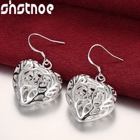 925 sterling silver heart hollow drop earrings for women jewelry fashion wedding engagement party gift