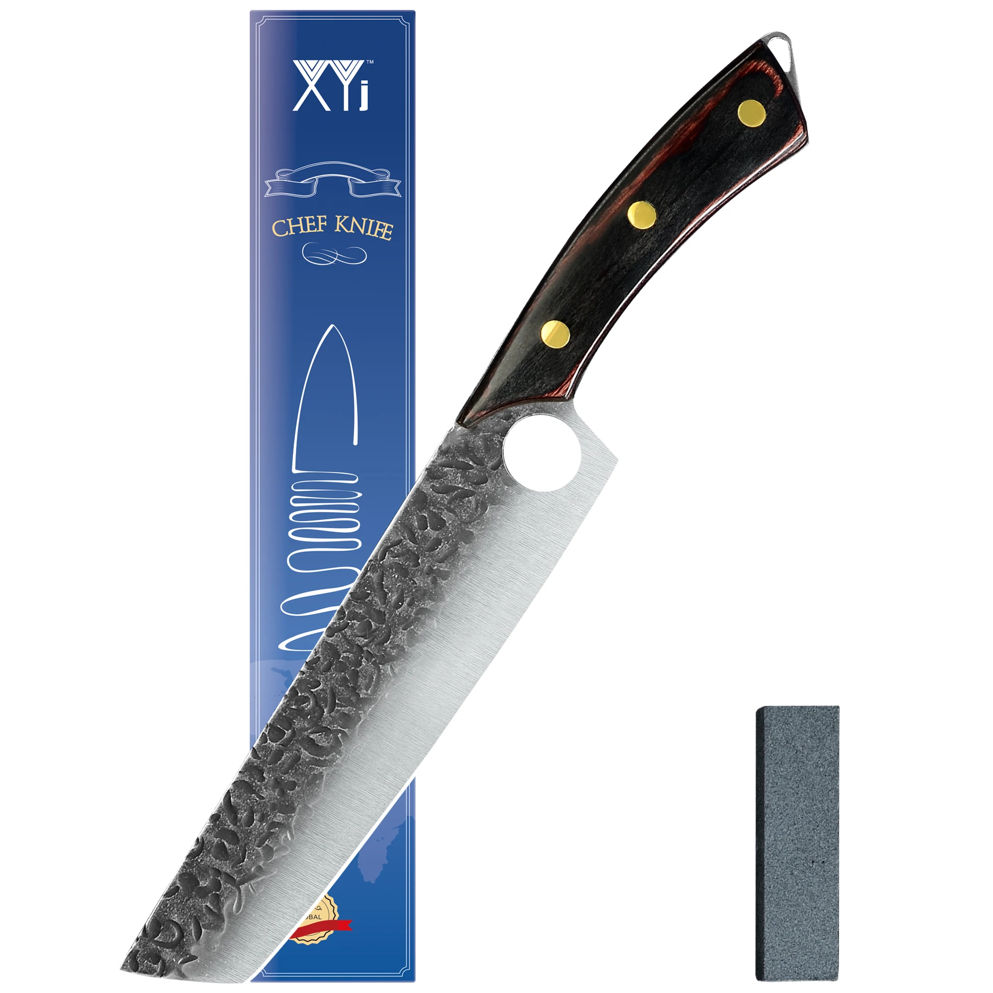 

Xyj 8-дюймовый Нож для нарезки из нержавеющей стали, нож для суши, кухонный нож шеф-повара с деревянной ручкой, нож для нарезки овощей с подароч...