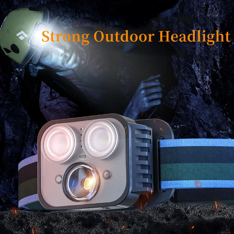 Waterproof USB Rechargeable Headlamp Portable 5LED Headlight Battery Torch Portable Working Outdoors Fishing Camping Head Light enlarge