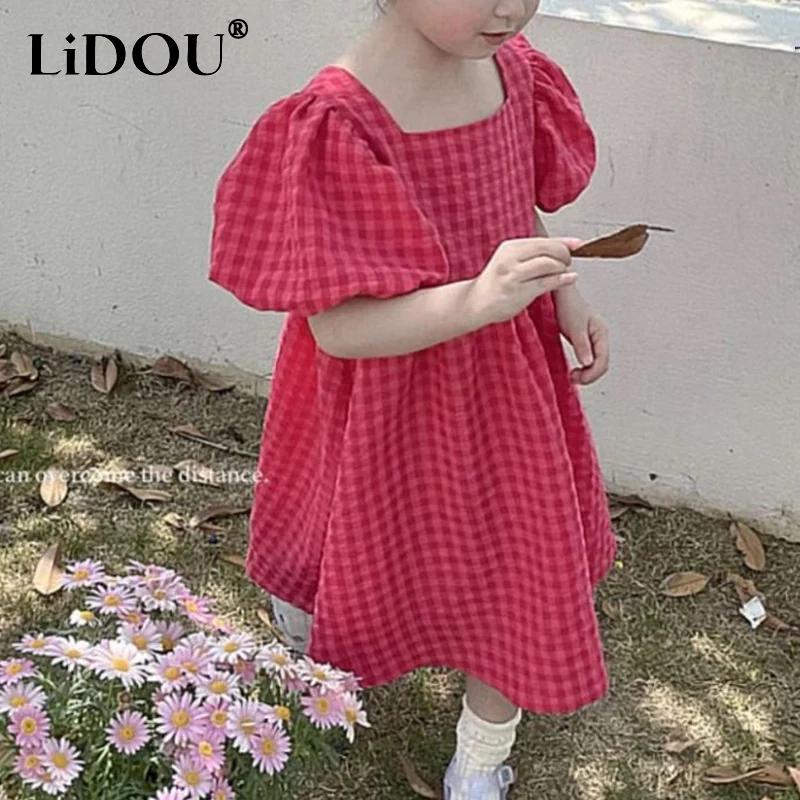 Женское платье с коротким рукавом однотонное повседневное свободное в Корейском