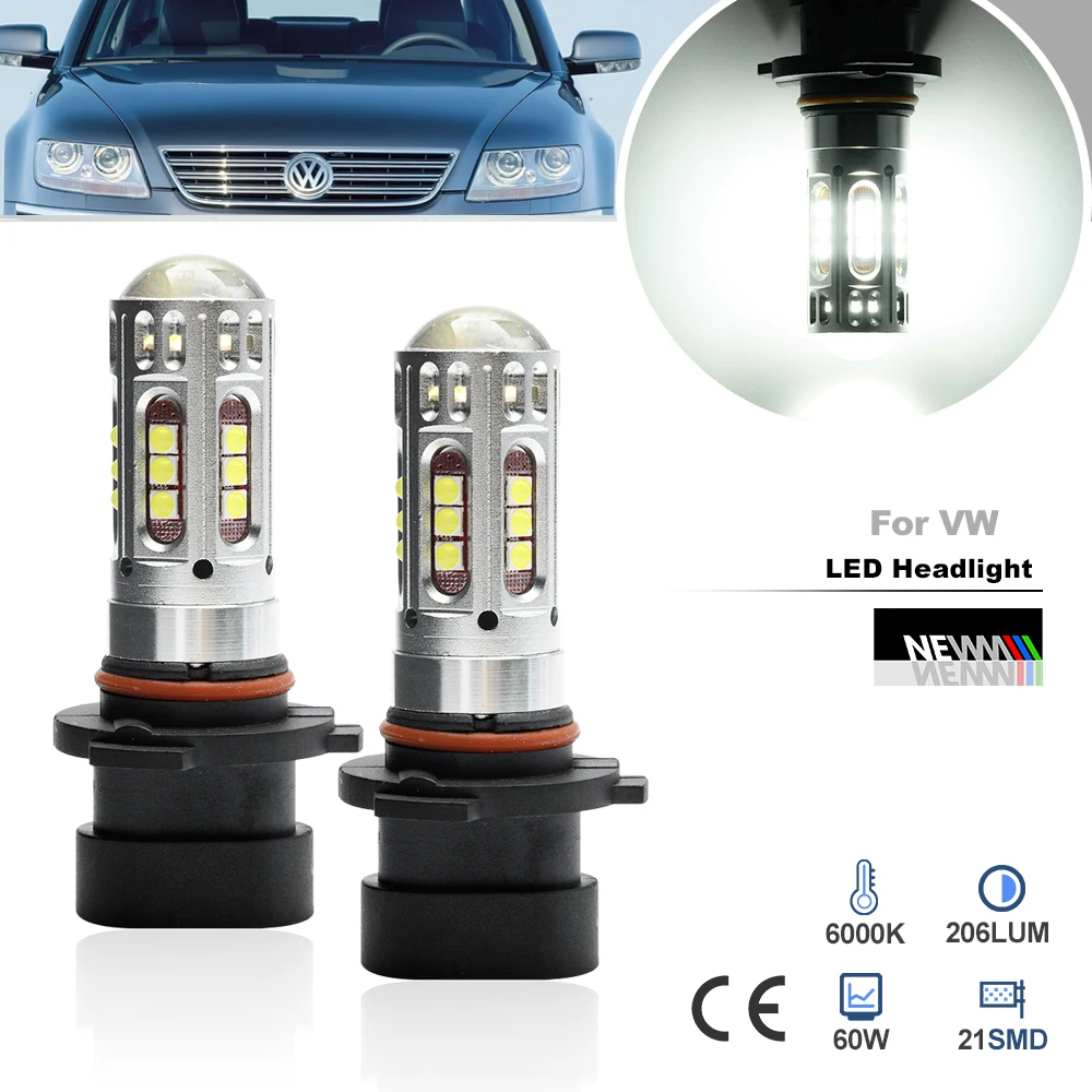 Автомобильные передние светодиодные фары дальнего света для VW Phaeton 2002 2003 2004 2005 2006 9005XS HB3A P22d Canbus налобный фонарь в сборе Kit, 2 шт.