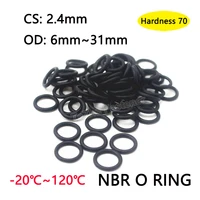 50pcs nitrile rubber o ring sealing gasket thickness cs 2 4mm od 6 31mm nbr automobile o type o ring spacer oil resistant washer