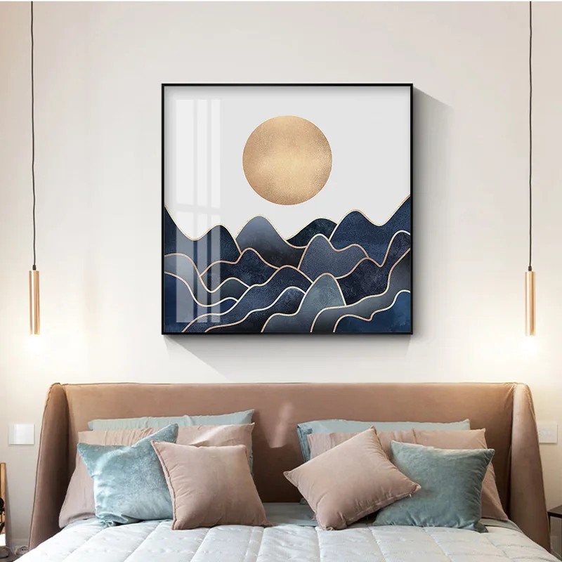 

Living Room Porch Home Decoration Sunrise Mountain Peak New Chinese Bedroom Sofa Background Wall Printing and Painting