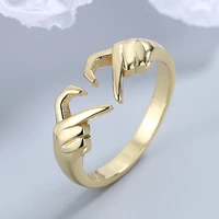 hi man french fashion personality hand heart love ring women sweet romantic proposal banquet jewelry accessories