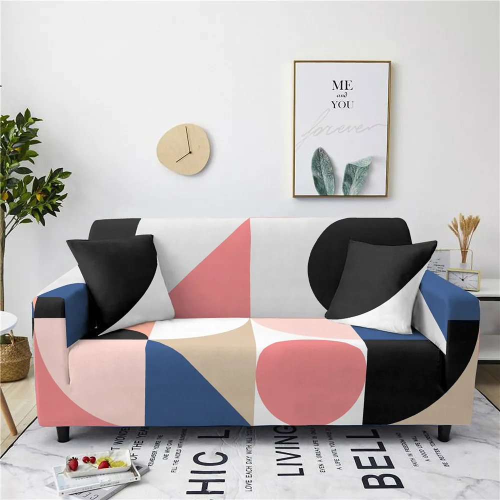

Geometric Abstract Print Elastic Sofa Cover All Inclusive Full Cover Sectional Sofa Covers for Living Room Cushion Cover Home