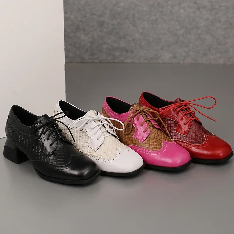 Женские туфли из микрофибры с квадратным носком на шнуровке 22-26 5 см