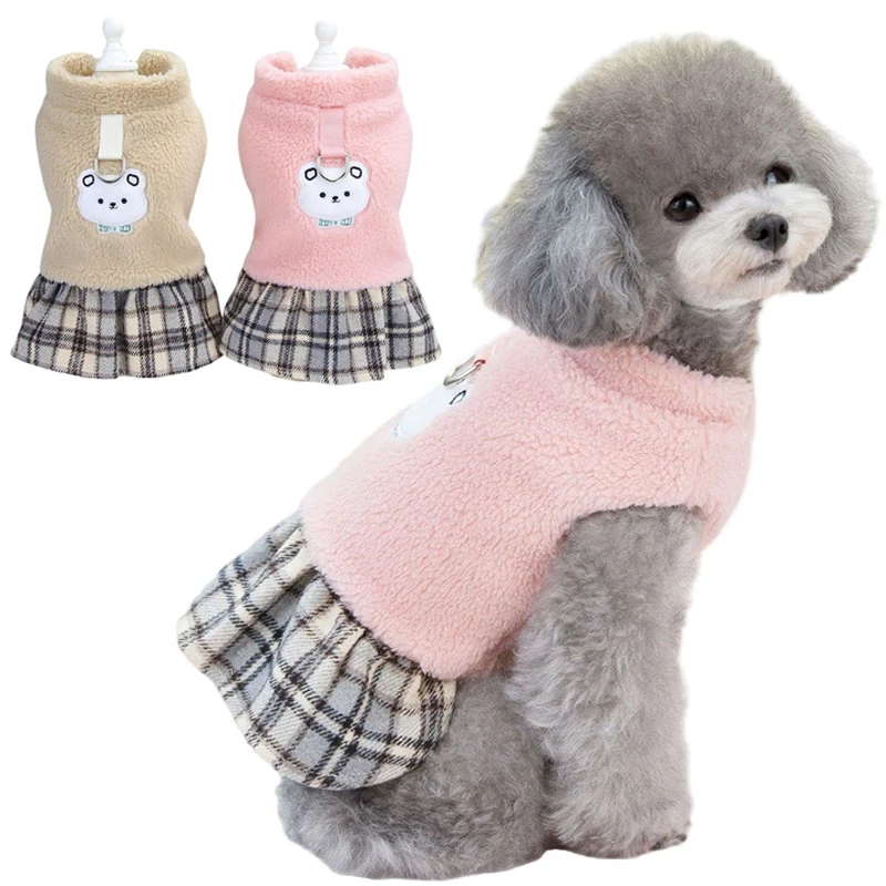 

Winter Warm Dog Dress for Small Medium Dogs Cats Clothes Pet Sweater Skirt Puppy Jacket Chihuahua French Bulldog Teddy Costumes