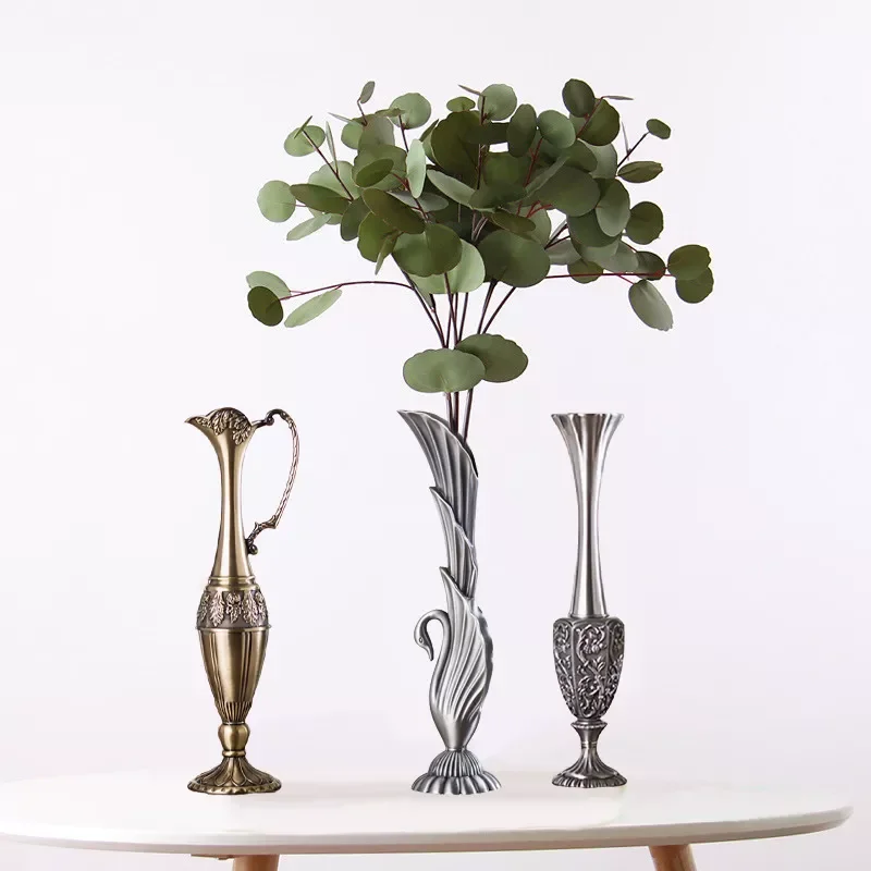

NEW Europe Retro Metal Vase bronze Art Craft Flower Vases Antique Classic Vintage Home Wedding Decoration Ornaments flower jug