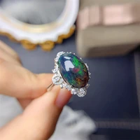yulem jewelry big size 6ct black opal ring for women jewelry natural gemstone real 925 silver party gift colorful flash