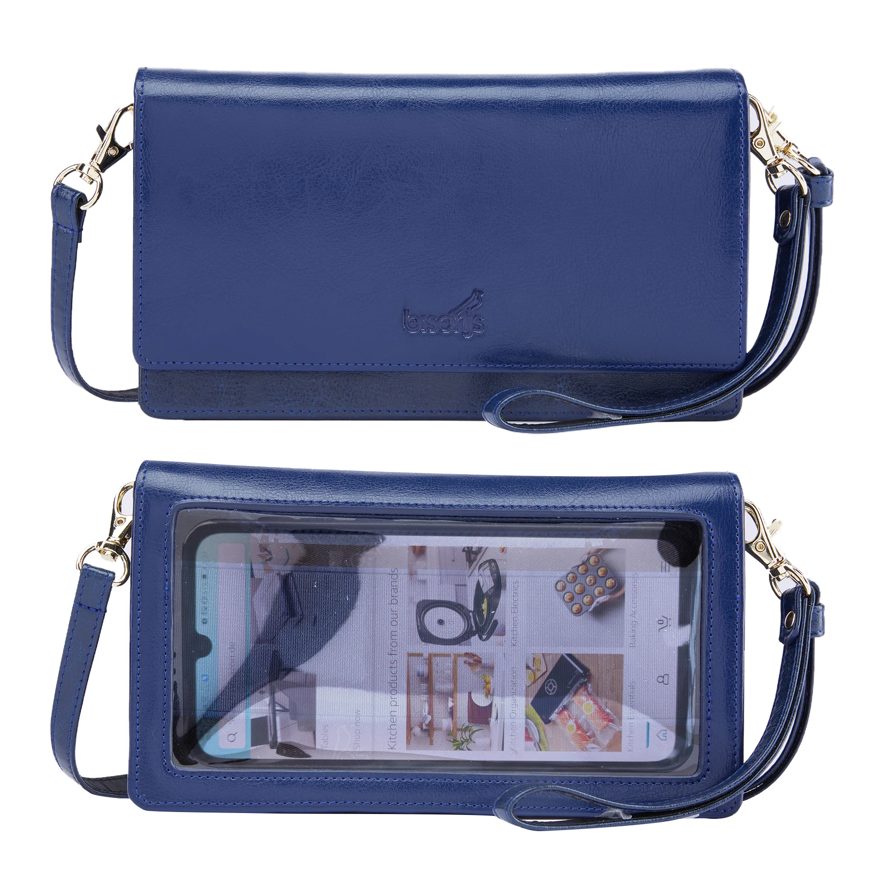 

BISONJS New Trendy Women Sports Wallets Crossbody Touch Screen Phone Bag Pouch Messenger Clutch Bag Coin Purse Outdoor Handbag