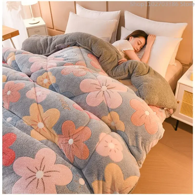 

Зимнее бархатное утолщенное теплое одеяло из ягненка, зимнее двойное одиночное одеяло, домашнее Хлопковое одеяло 6 кг, 220x240, постельное белье, одеяло