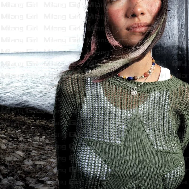 Готические вязаные пуловеры с вырезами звездная академия винтажные женские топы