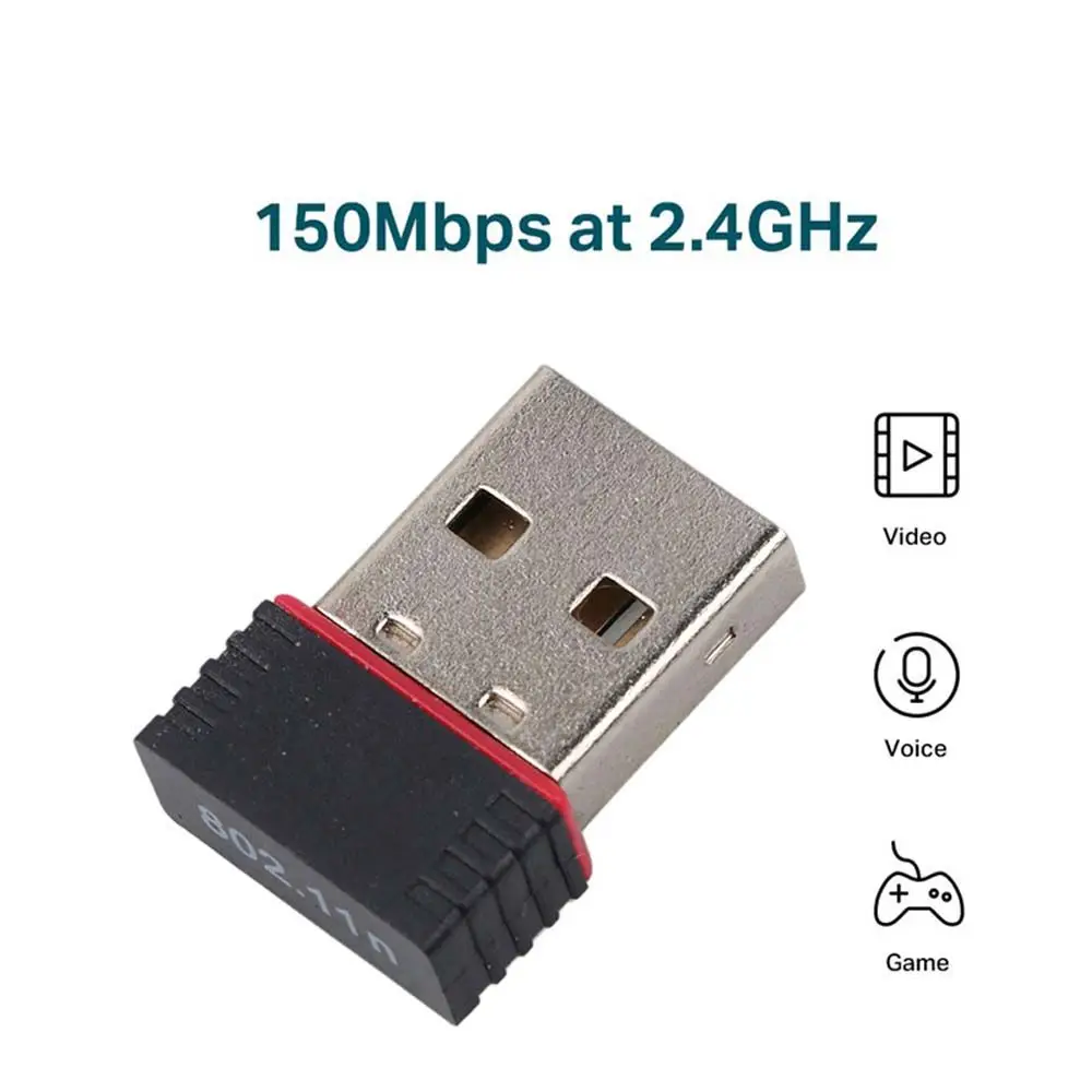 Фото Мини-компьютер Wifi адаптер для ПК/ноутбука Wi-Fi сетевая карта 150 Мбит/с USB-адаптер ПК беспроводной приемник №1