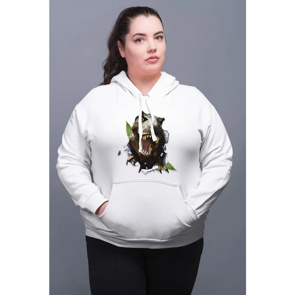 

Женская белая толстовка с капюшоном Dorlie Wear T-Rex