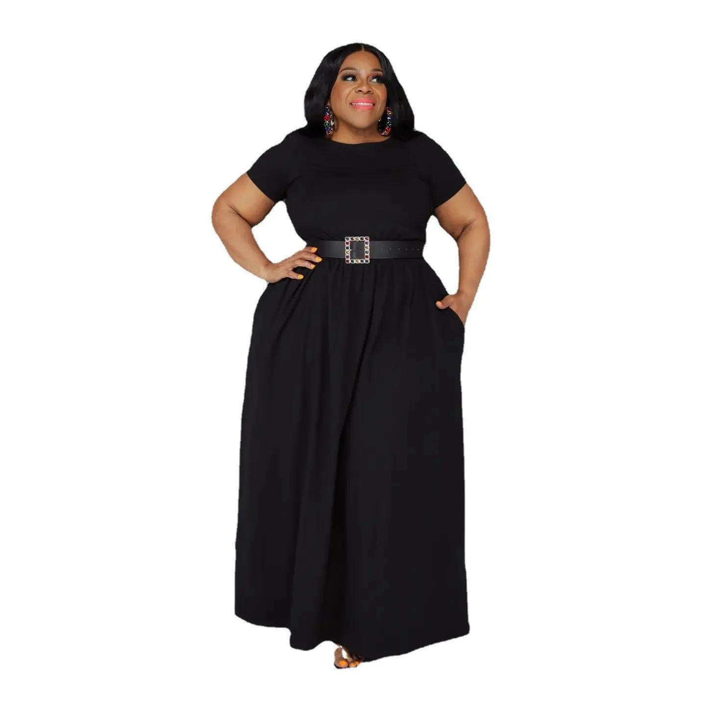 Женское свободное Повседневное платье однотонное с высокой талией и коротким