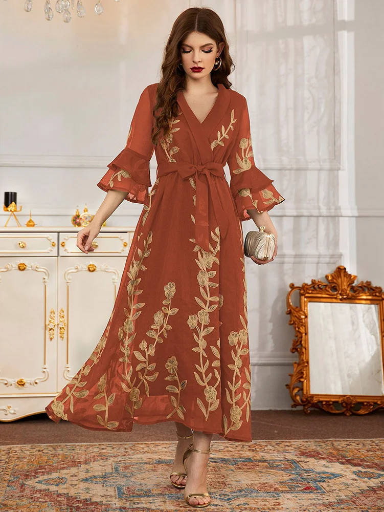 

TOLEEN Women Casual Elegant Maxi Long Dresses 2022 New Summer Luxury Embroidery Arabic Turkey African Evening Party Robe Vestido