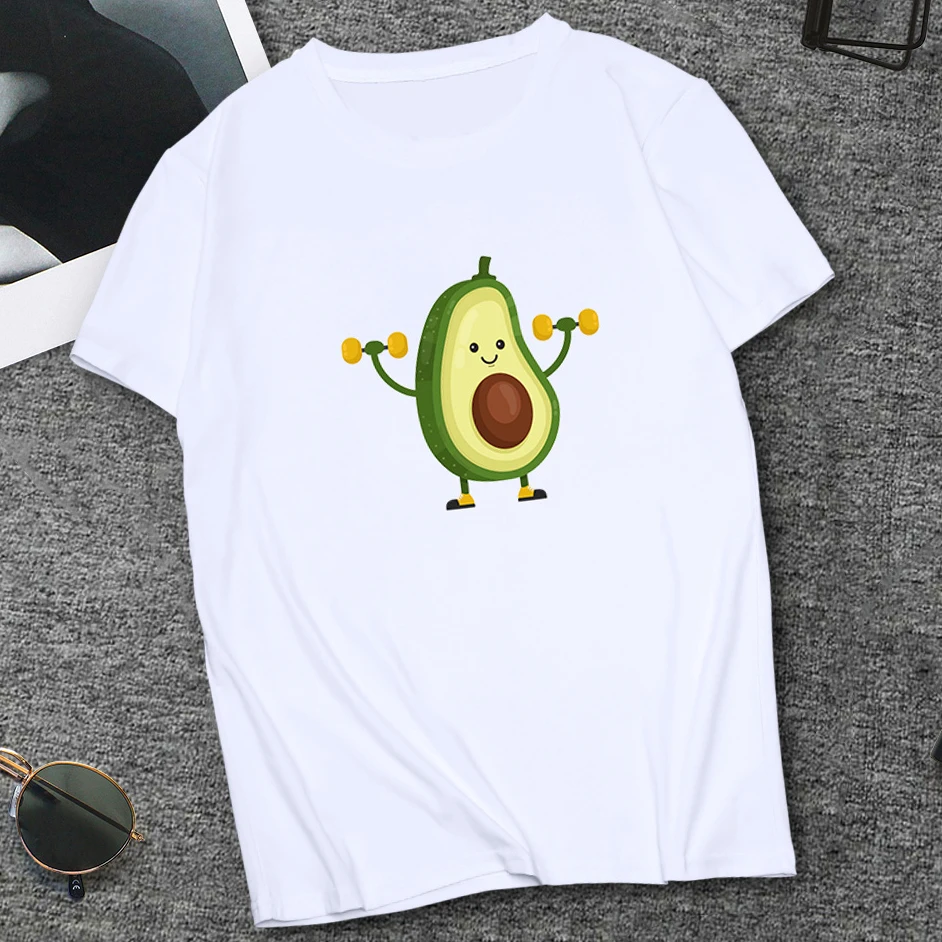 

Summer Lovely Avocado Women T-shirt Casual Small Fresh Fruit Top Female Tshirt Cartoon Sport Avocado O-neck LadyClothes