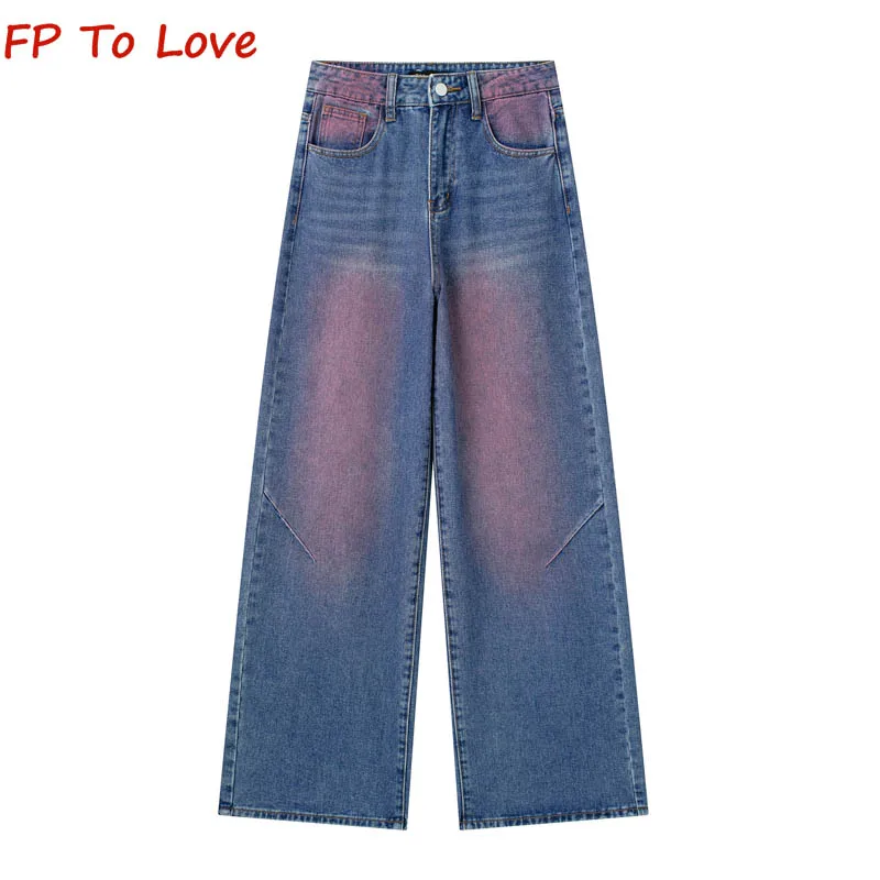 

Винтажные широкие прямые брюки Y2K для девушек, свободные джинсы с высокой талией, блогеры, одежда в уличном стиле