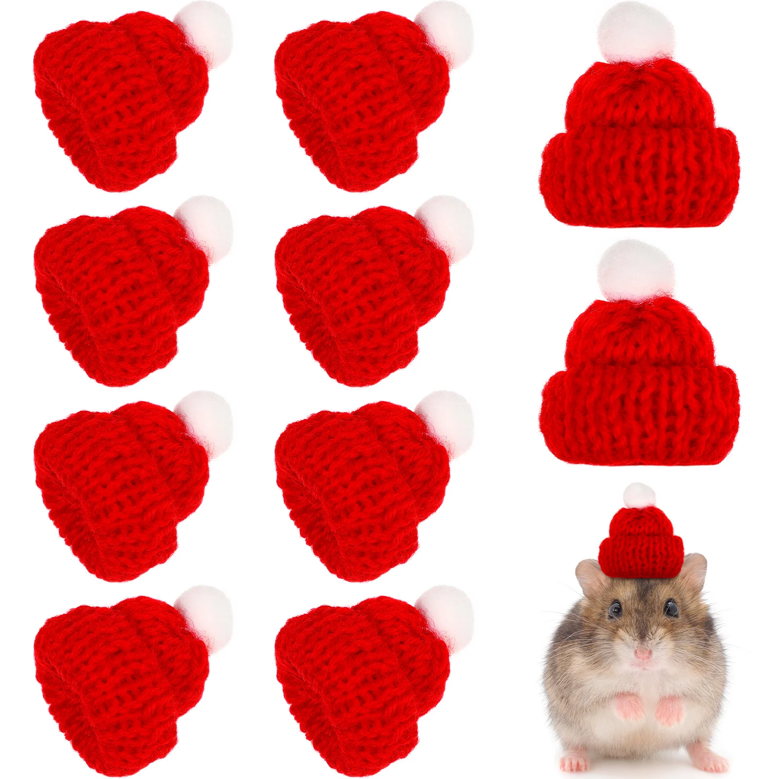 

10 Pcs Christmas Party Supplies DIY Knit Hat Kids Self Made Tree Ornaments Tiny Hats Child Top Puppy