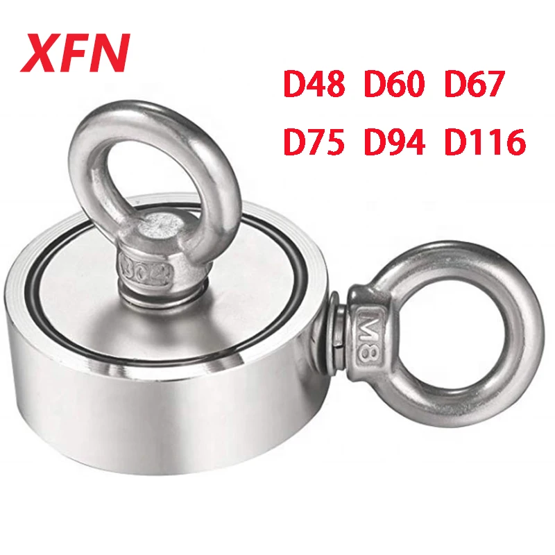 

Super Strong Neodymium Double Side Search Magnet Salvage Magnet Sea Fishing Magnets Holder Pulling Mounting Pot with Ring