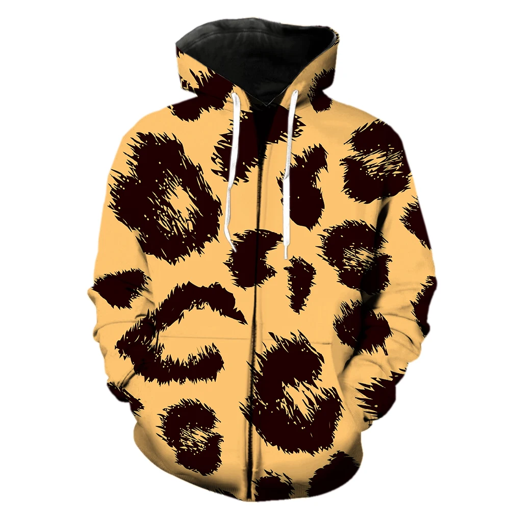 

Animal Fur Texture Men's Zipper Hoodies Cool Unisex Tops Oversized With Hood Jackets Hip Hop 3D Print 2022 Hot Sale Teens Casual