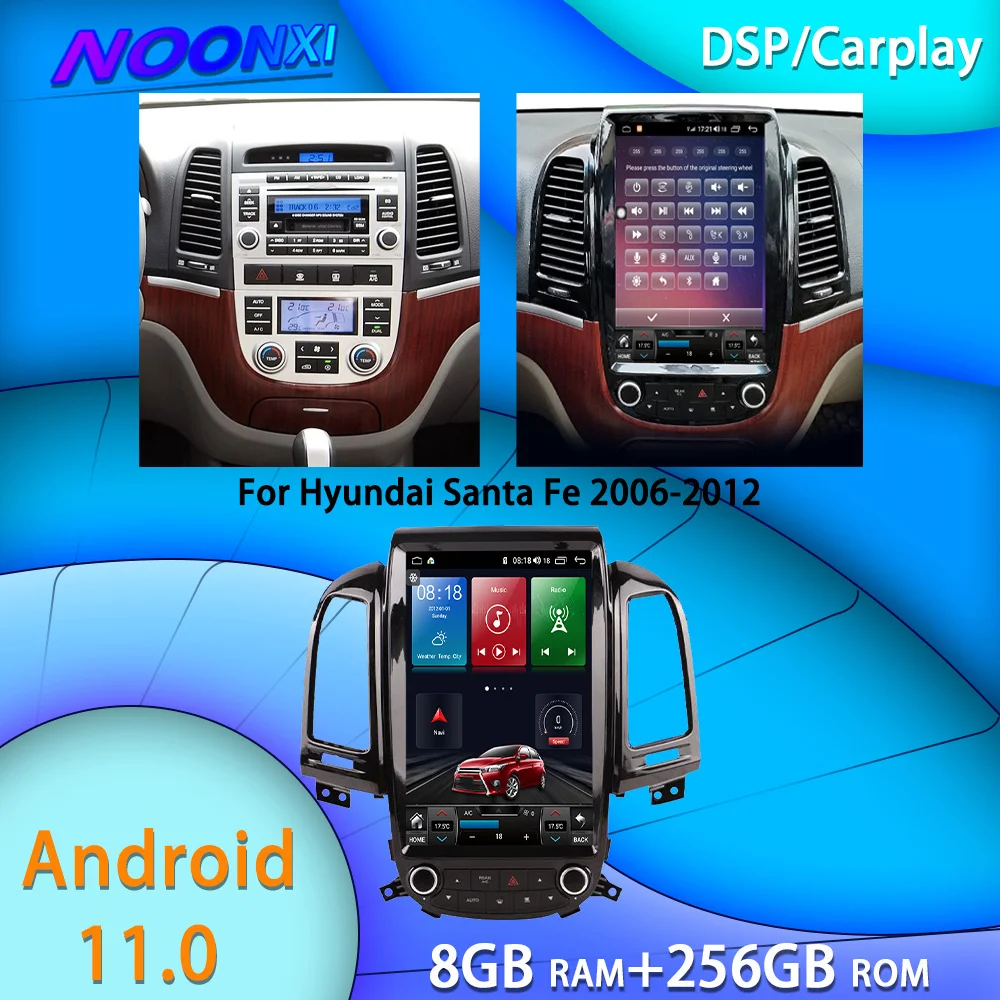 For Hyundai Santa Fe 2006-2012 All In One Car Tesla Screen Audio Intelligent System Radio 2 Din Video Players GPS 256G Android11 For Hyundai Santa Fe 2006-2012 All In One Car Tesla Screen Audio Intelligent System Radio 2 Din Video Players GPS 256G Android11
