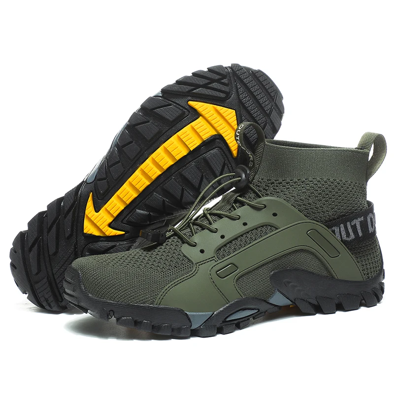 JIEMIAO New High Quality Men Hiking Shoes Mesh Breathable Tactical Combat Army Boots Non-Slip Outdoor Trail Trekking Shoes