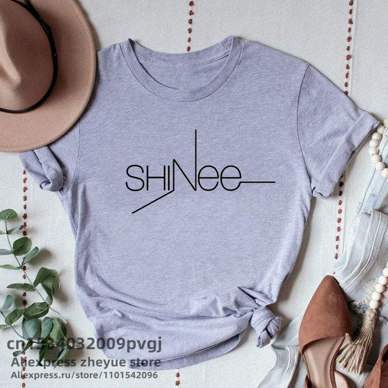 Kpop Merch мир Shinee футболка Женщины случайные члены Jonghyun логотип Футболка Сеул