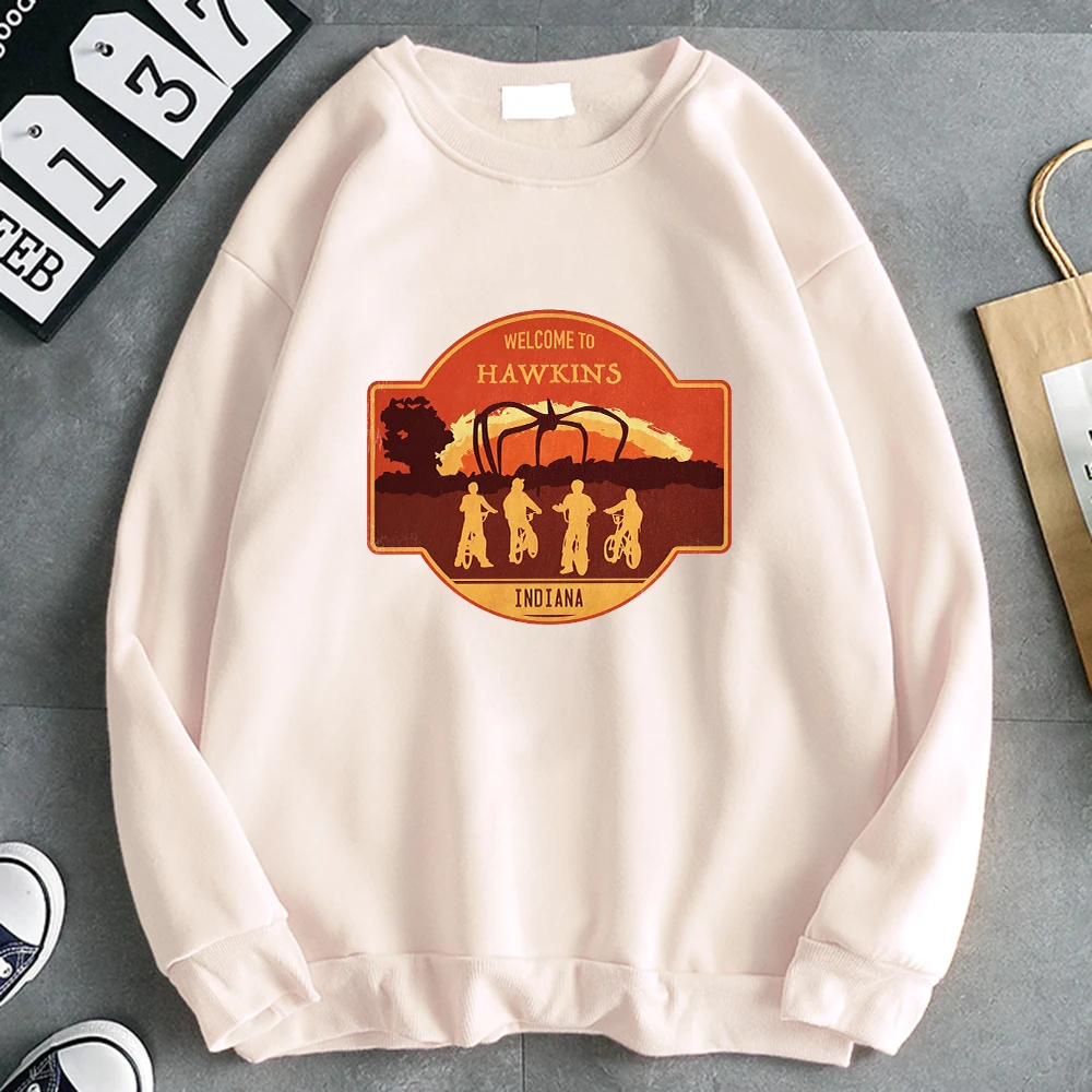 

Welcome To Hawkins Indiana Mens Hoodie Autumn High Quality Hoodie Oversize Crewneck Streetwear Pullover Male Streetwear