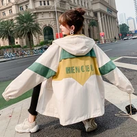women korea style loose casual jacket long sleeve streetwear patchwork coat jacket fashion outwear top 2021 fall new
