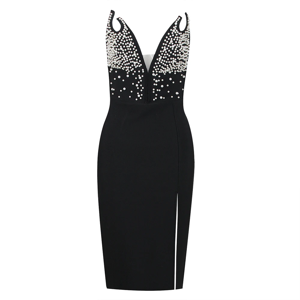 Женское облегающее платье без бретелек элегантное вечернее с бисером лето 2022 |
