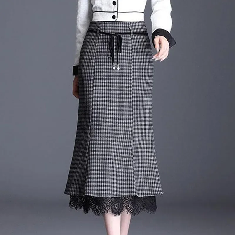 Модная Универсальная юбка-годе Qianniao Grace с высокой талией в западном стиле средней