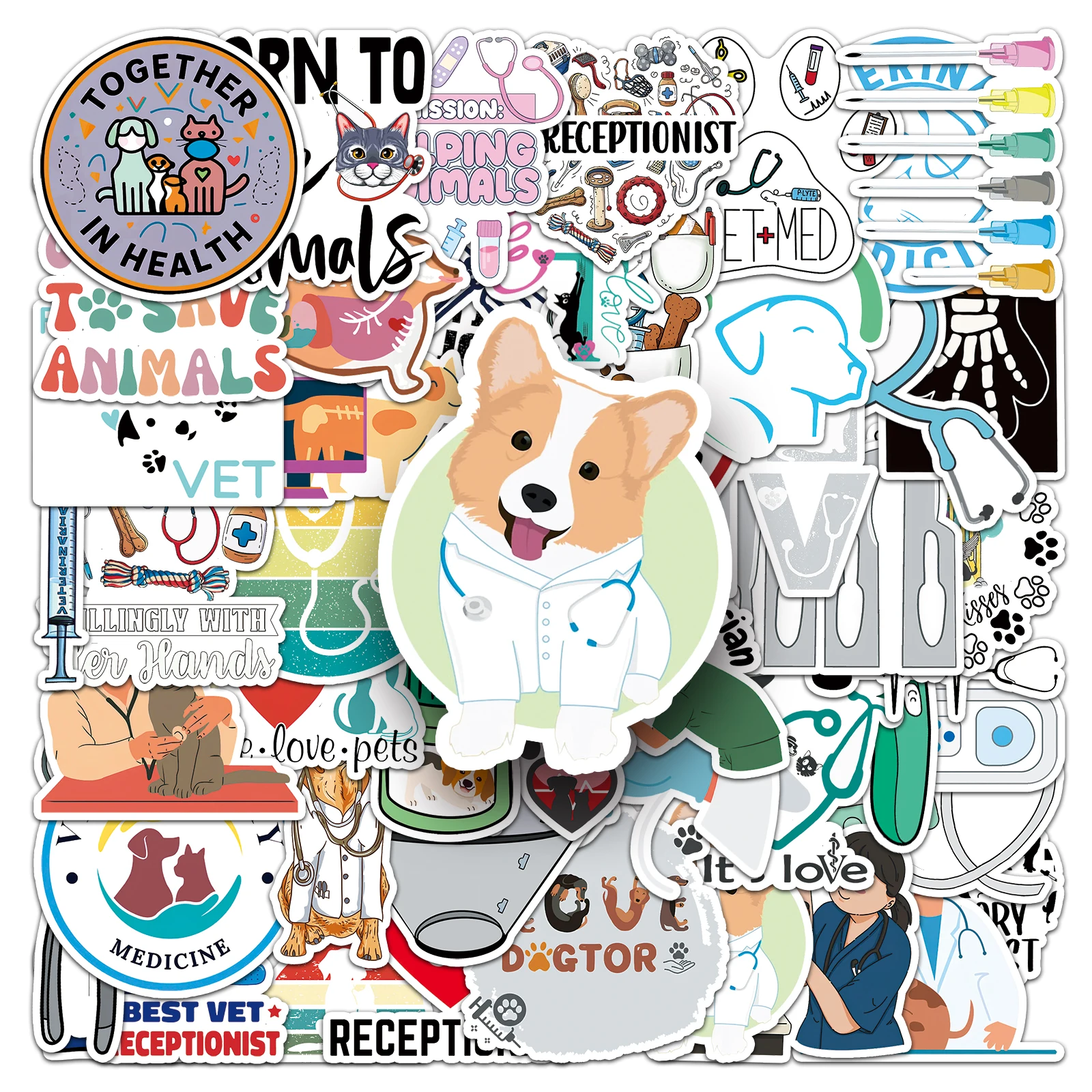 50 шт. ветеринарная серия милые наклейки с граффити чемодан ноутбук гитара