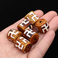 vintage tibetan dzi beads cylindrical shape loose spacer bead for jewelry making diy tribal necklace bracelet accessories 16mm